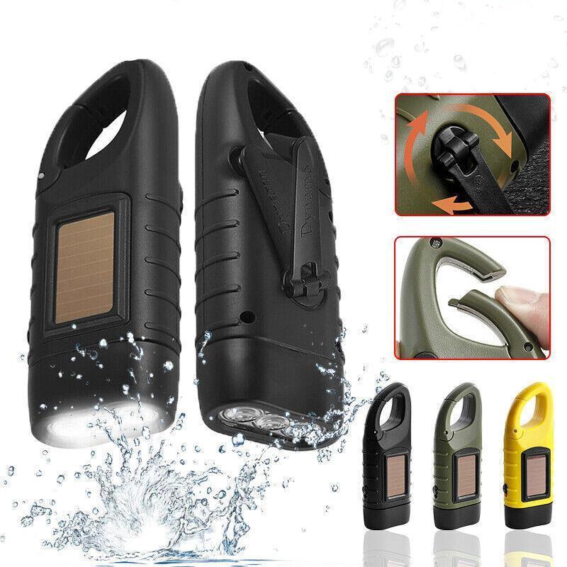 V528-FLASHLIGHT-YELLOW-79555-202509251503-00 Hand Crank Solar Powered Rechargeable Led Camping Emergency Flashlight - Yellow - Image 1