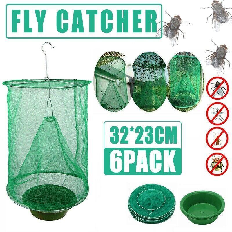 V528-FLYTRAPINSECT-6PCS-720049-202509251003-00 6PCS Reusable Hanging Fly Trap Net Cage Insect Catcher for Garden Farm Outdoor Use - Image 1