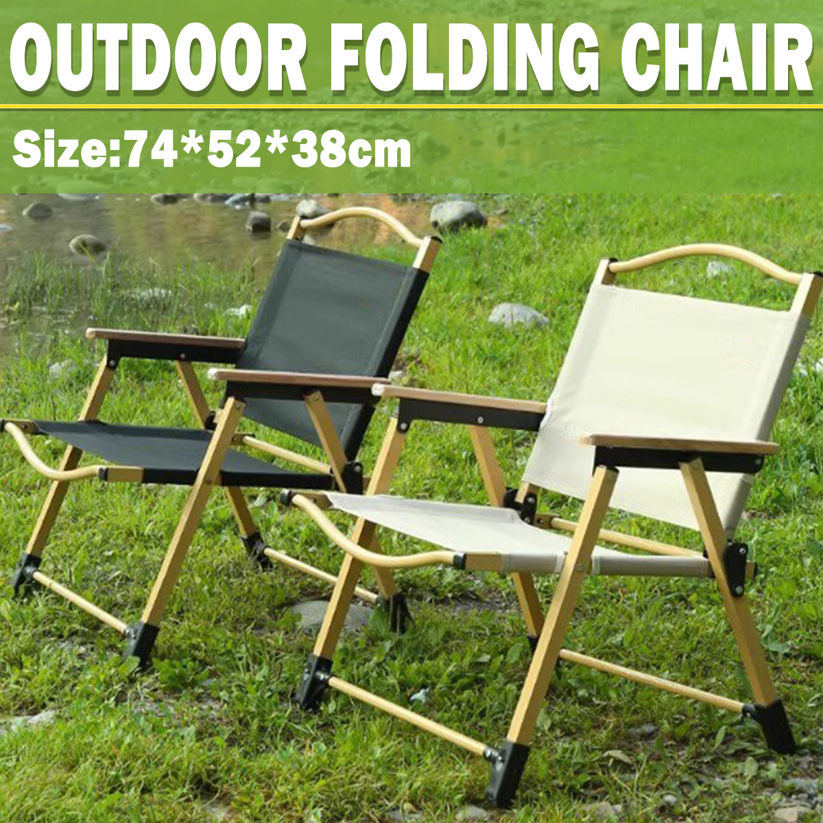 V528-FOLDING-CHAIR-KHAKI-L-421240-202510011209-00 Outdoor Folding Chair Portable Camping Seat Compact Foldable Chair for Picnic - Khaki - Image 1