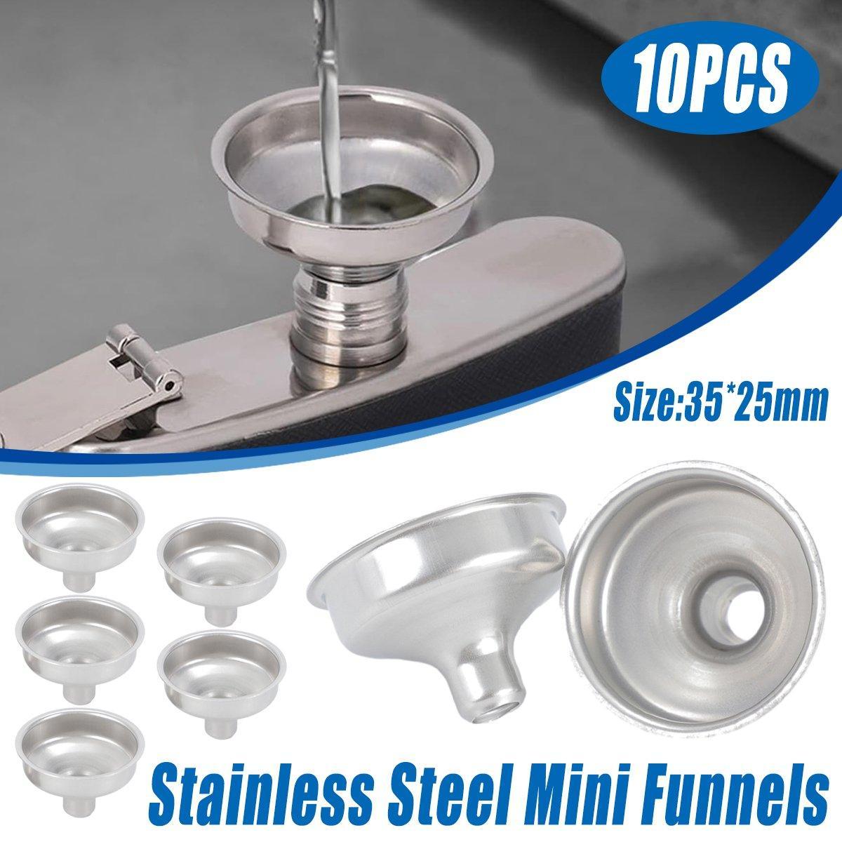 V528-FUNNELS-10PCS-375243-202509291654-00 10 PCS Stainless Steel Small Funnel Set for Hip Flasks Camping Kitchen Use - Image 1