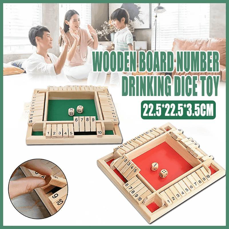 V528-GAMETOYS-RED-10906-202510011018-00 Shut The Box Game Wooden Board Number Drinking Dice Toy Family Traditional Au Dm - Red #1 - Image 1