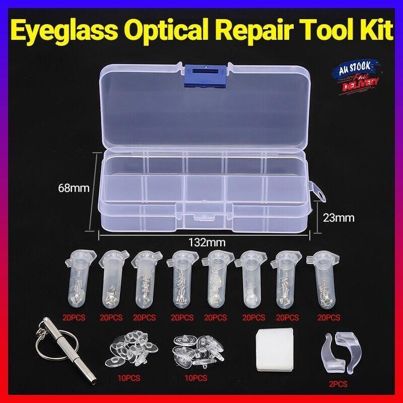 V528-GLASSESMAINTENANCEKIT-390197-202509291809-00 Eyeglass Sun Glasses Optical Repair Tool Screw Nut Nose Pad Assortment Set Kit - Image 1