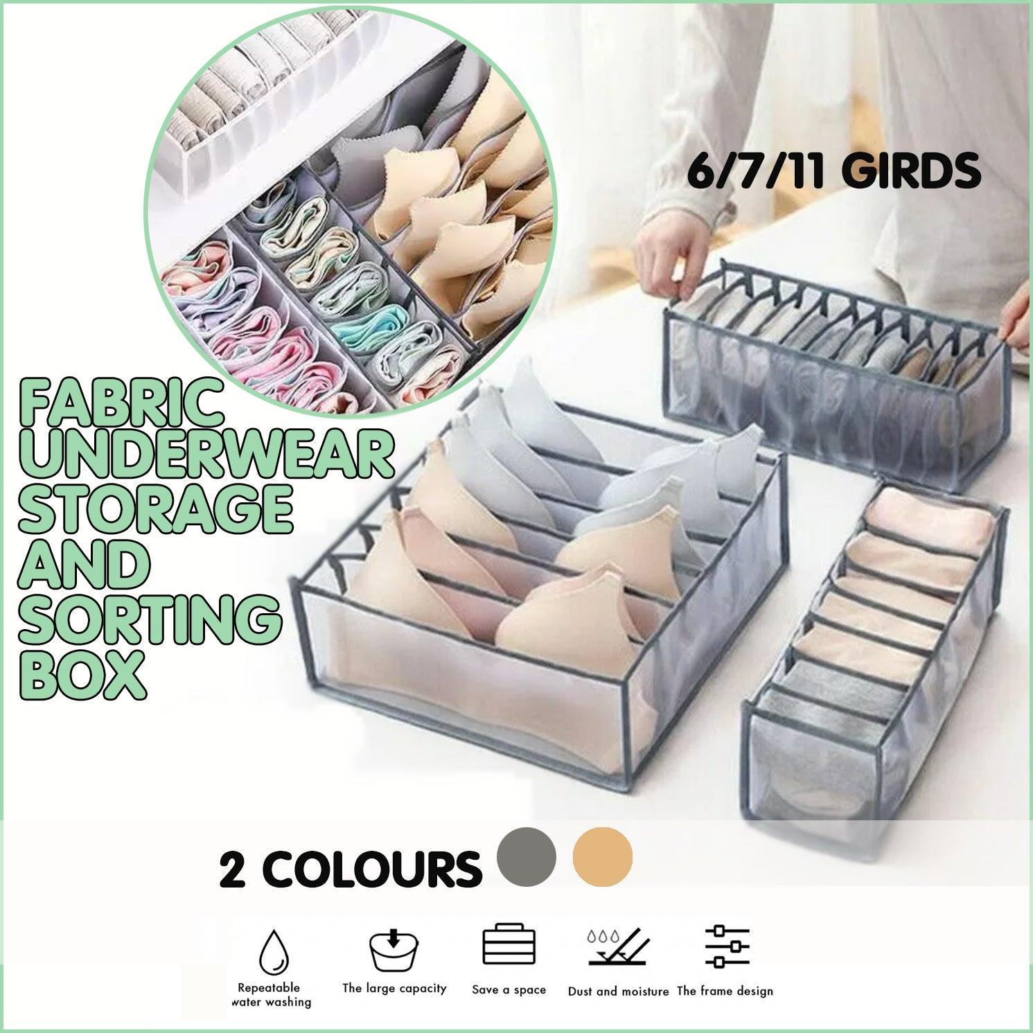 V528-GREYWITH11BOES-65405-202510011209-00 Foldable Drawer Organizer Divider Bra Sock Underwear Storage Closet Wardrobe - Grey with 11 Boxes - Image 1