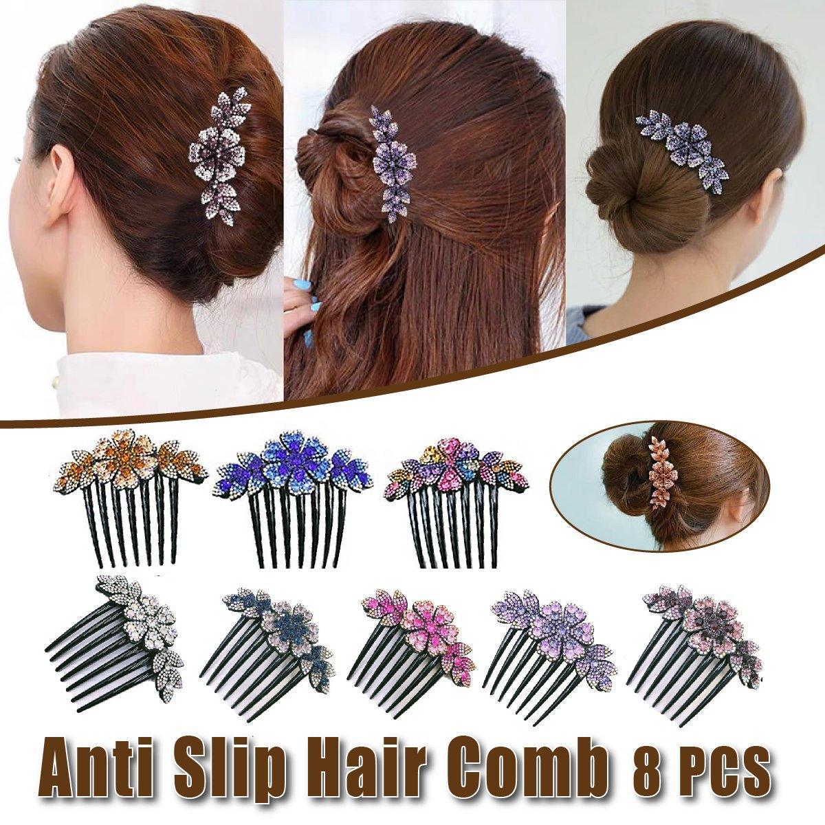 V528-HAIR-COMB-8PCS-571420-202509291654-00 8Pack Rhinestone Hair Comb Non-Slip Simple All-Match Hair Accessories Fork Comb - Image 1