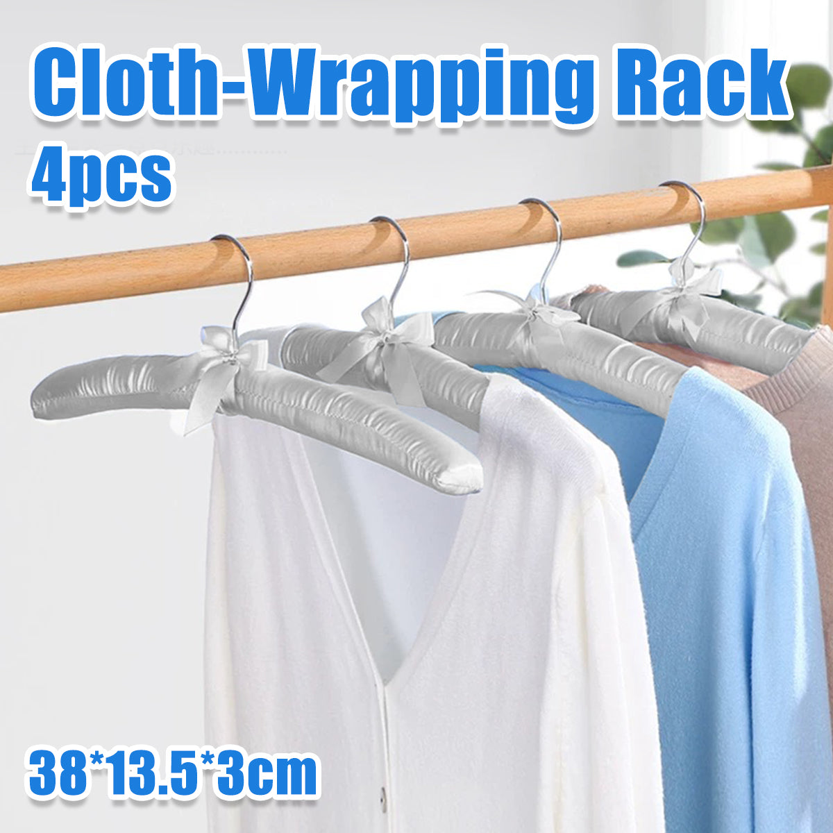 V528-HANGER-WHITE-4PCS-350893-202509251536-00 4pcs Fabric Clothes Rack Hanger Drying Rack for Home Laundry Garment Indoor - Image 1