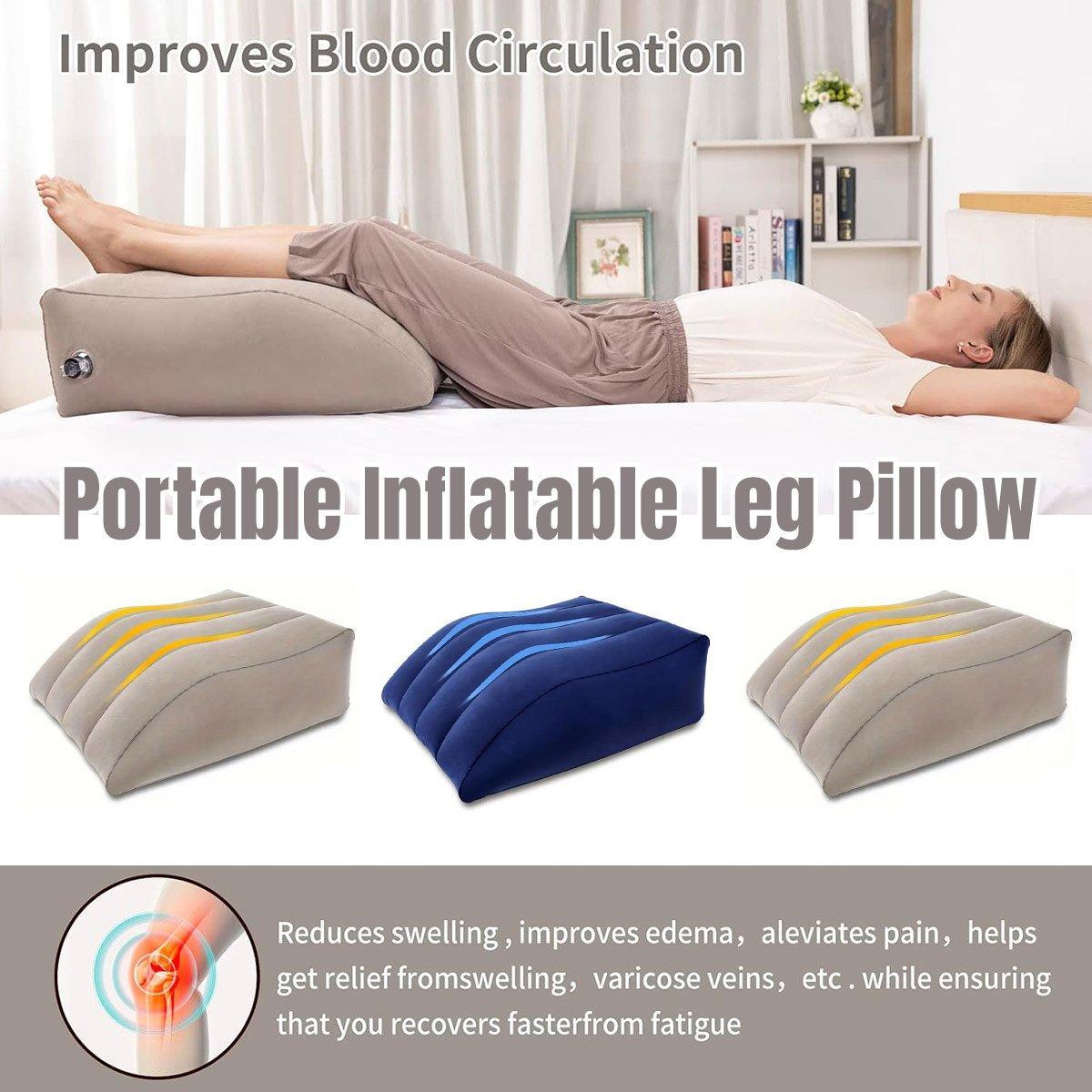 V528-INFLATABLE-PILLOW-GREY-512739-202509302127-00 Inflatable PVC Leg Pillow Wedge Triangle Foot Cushion Flocking - Grey - Image 1