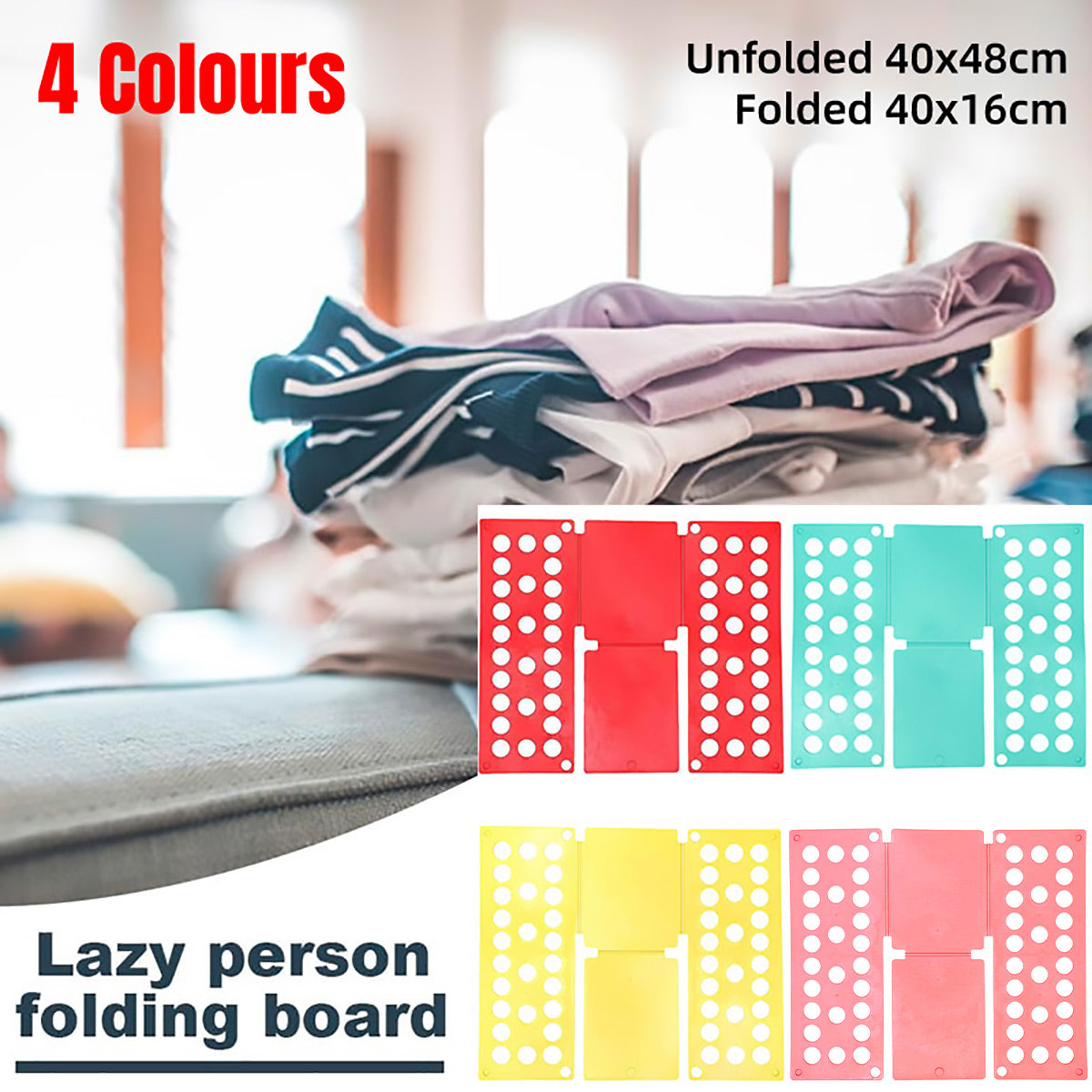 V528-KID-RED-159925-202510010745-00 Lazy Folding Clothes Board Compact Laundry Folding Storage Clothes Organizer - Red - Image 1