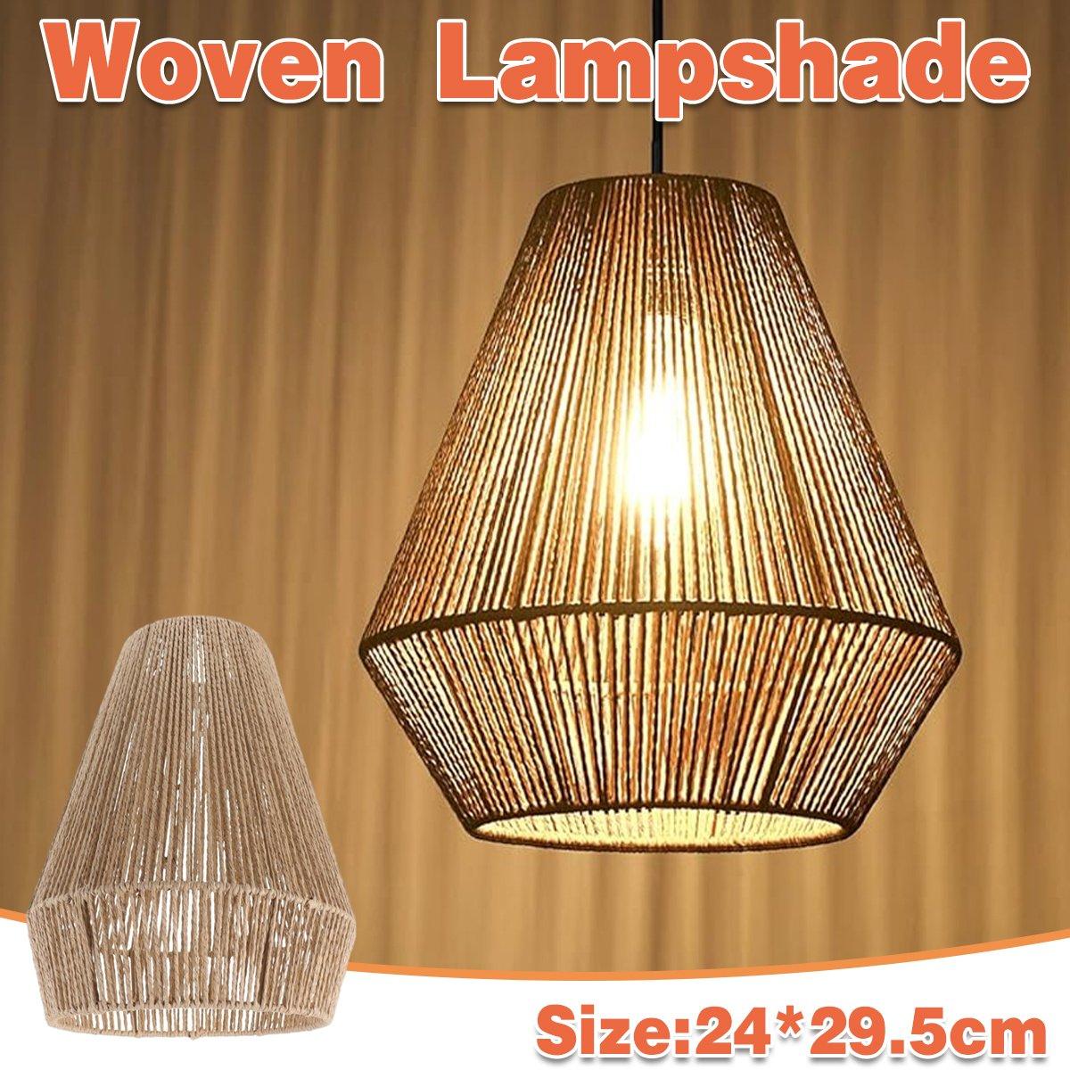 V528-LAMPSHADE-020YELLOW-527410-202509291545-00 Braided Paper Rope Lampshade Chandelier Hanging Decoration for Lighting Decor - Image 1