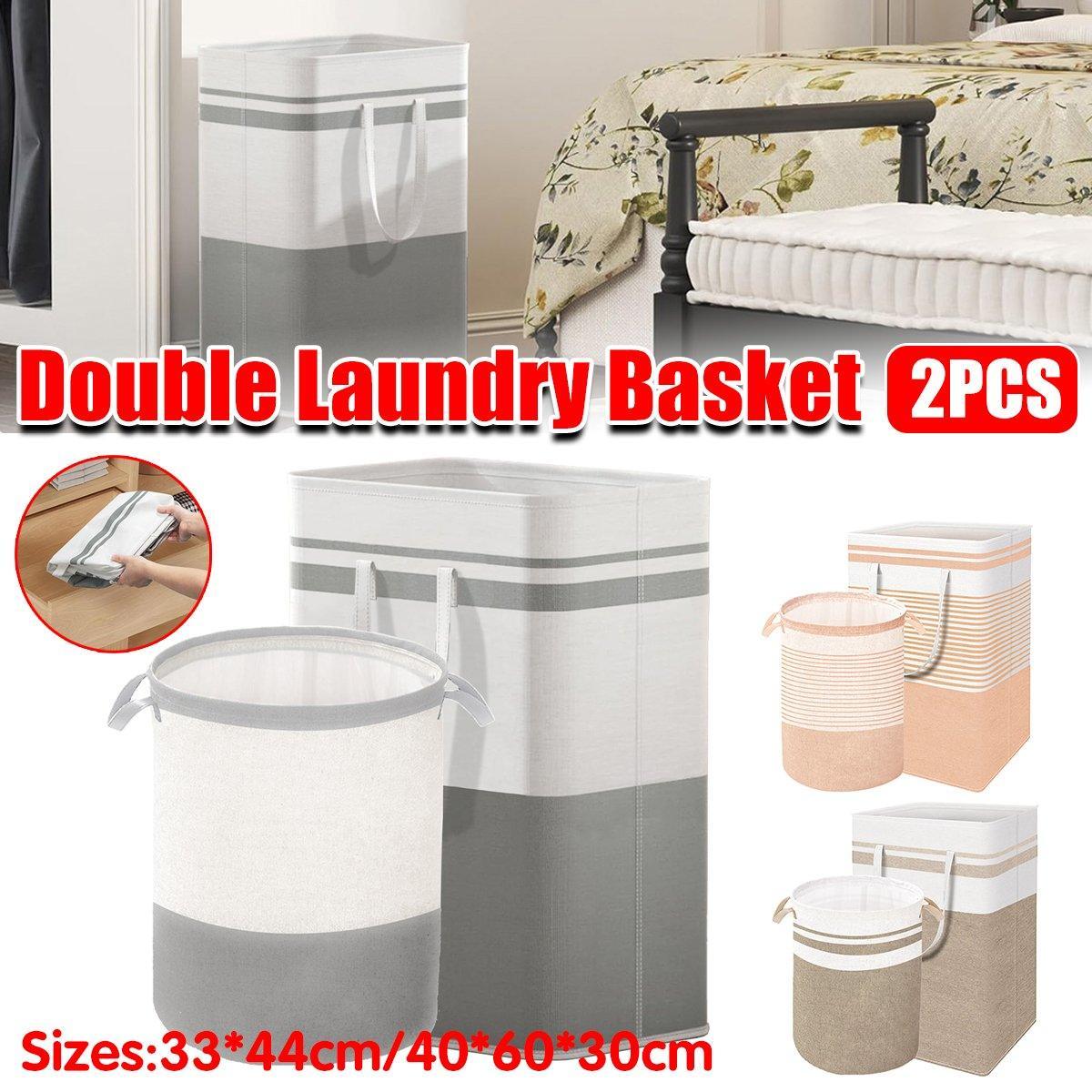 V528-LAUNDRY-BASKET-GREY-561258-202509302309-00 Foldable Canvas Laundry Basket for Dirty Clothes Storage Bag Hamper Organizer - Grey - Image 1