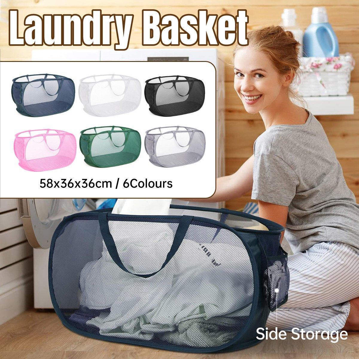 V528-LAUNDRY-BASKET-WHITE-692653-202509302000-00 Large Folding Laundry Basket Collapsible Storage Organizer Dirty Clothes Hamper - White - Image 1