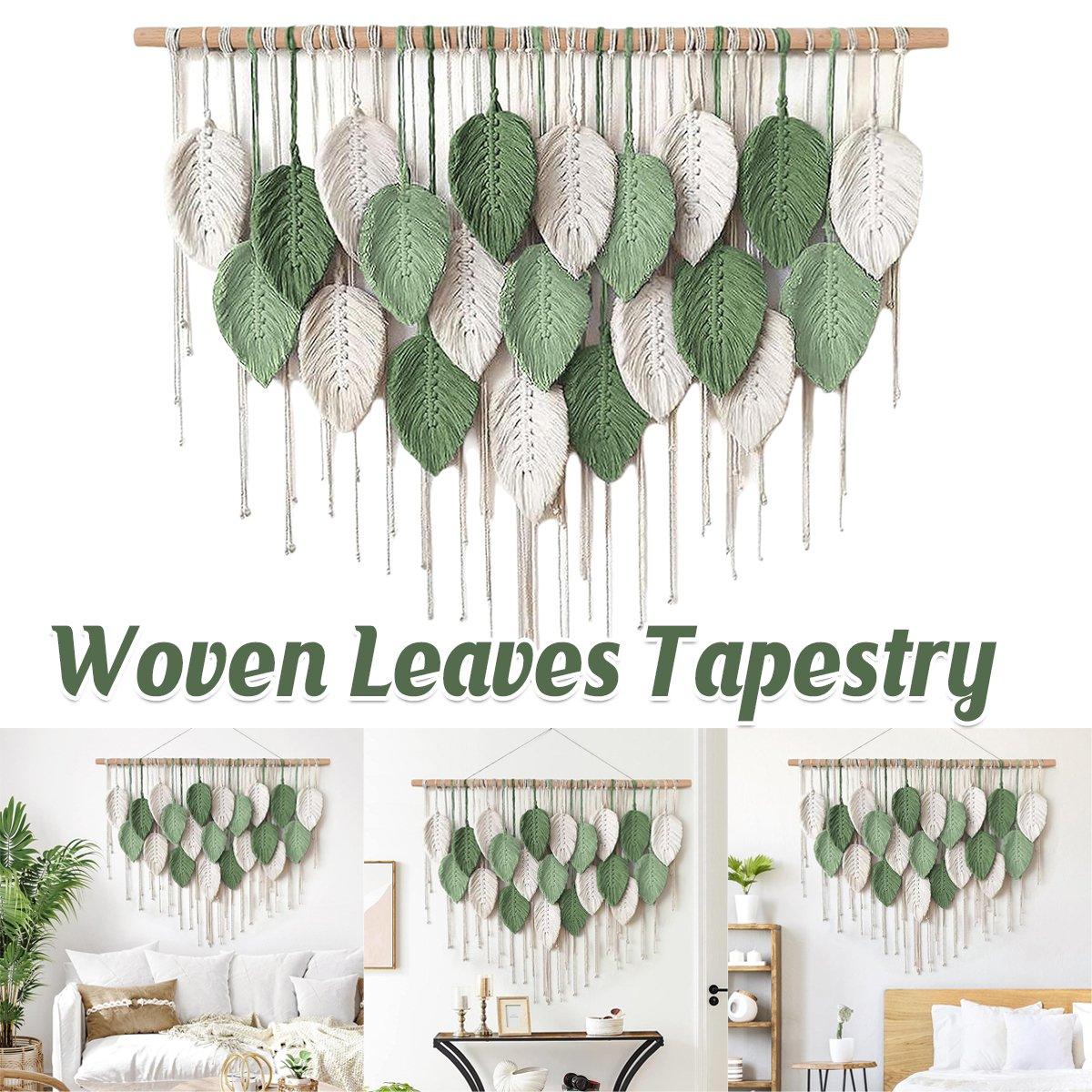 V528-LEAF-TAPESTRY-21-760541-202509251335-00 Cotton Rope Woven Leaves Tapestry Wall Hanging for Living Room Bedroom Decor - Image 1
