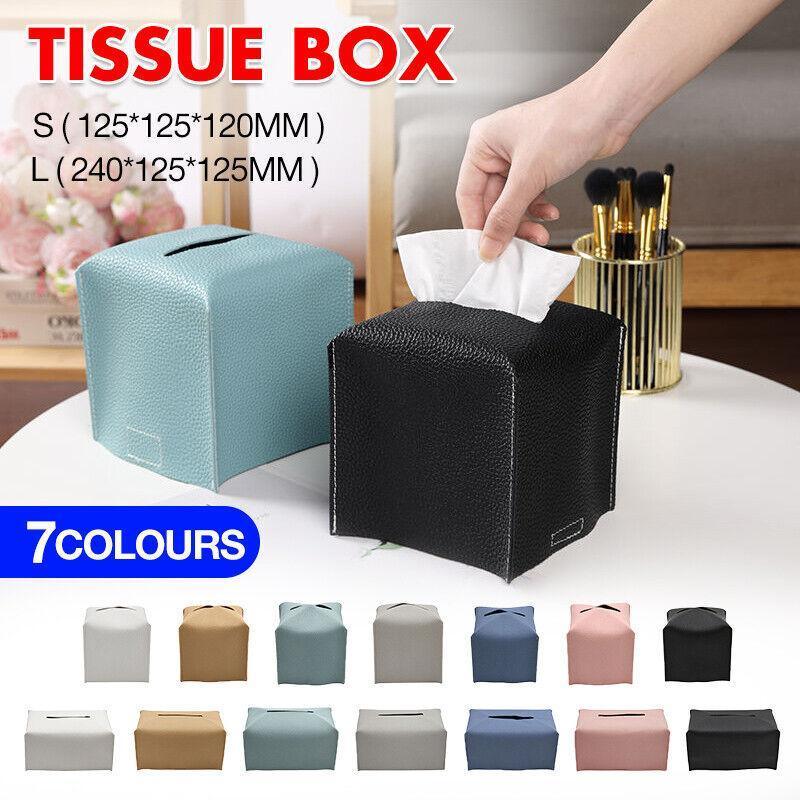 V528-LEATHERTISSUEBO-WHITE-L-57518-202509301200-00 Large Size Tissue Box Dispenser Paper Holder Napkin Case Pu Leather Cover - White - Image 1