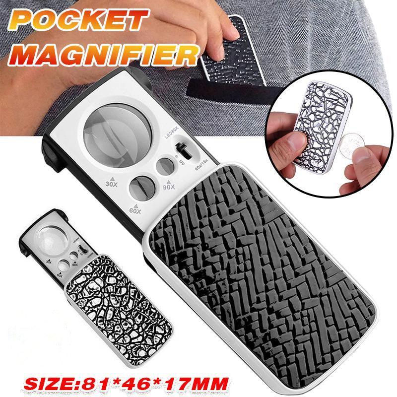 V528-LEDMAGNIFIERLOOP-SILVER-599476-202509302136-00 30X 60X 90X Jewellers Loupe Led Magnifier Loop Side Light Magnifying Glass Lens - Silver - Image 1