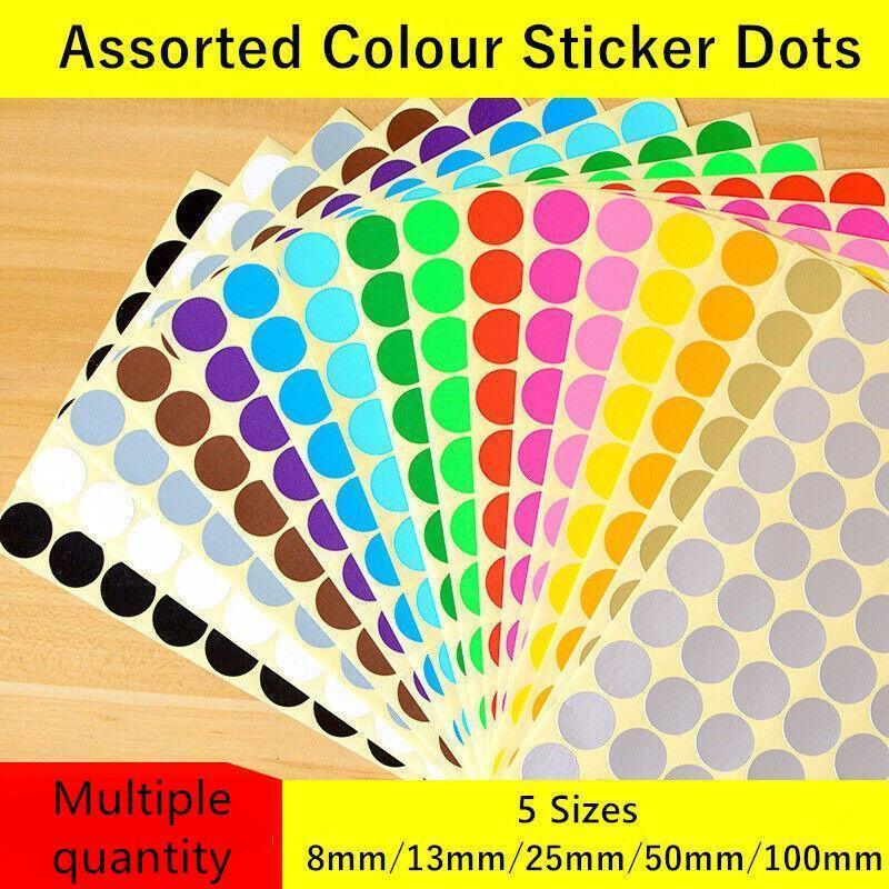 V528-LIGHTBLUE-13MM-132DOTS84701-202510010927-00 Blue Assorted Sizes Colour Sticker Dots Adhesive Round Labels Circular Spot Scrapbook - 13mm*132 Dots - Image 1