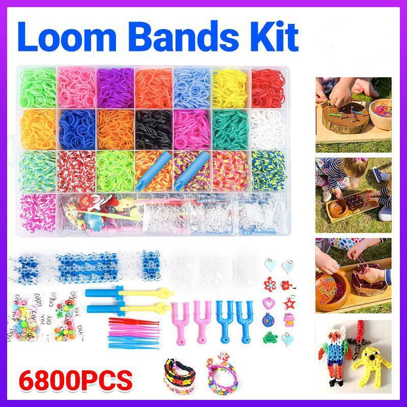 V528-LOOMBANDSKIT-315597-202509251145-00 6800PCS Loom Bands Kit Bracelet Mixed Colour Rubber Refill Clip Hook Charms DIY - Image 1