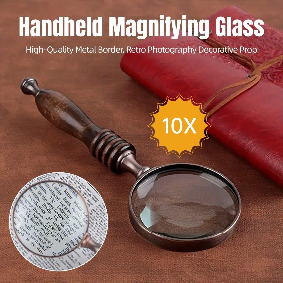 V528-MAGNIFIER-644851-202509251153-00 1PCS Vintage Ebony Handle Handheld Metal Magnifier Classical Nostalgic Gift Box - Image 1