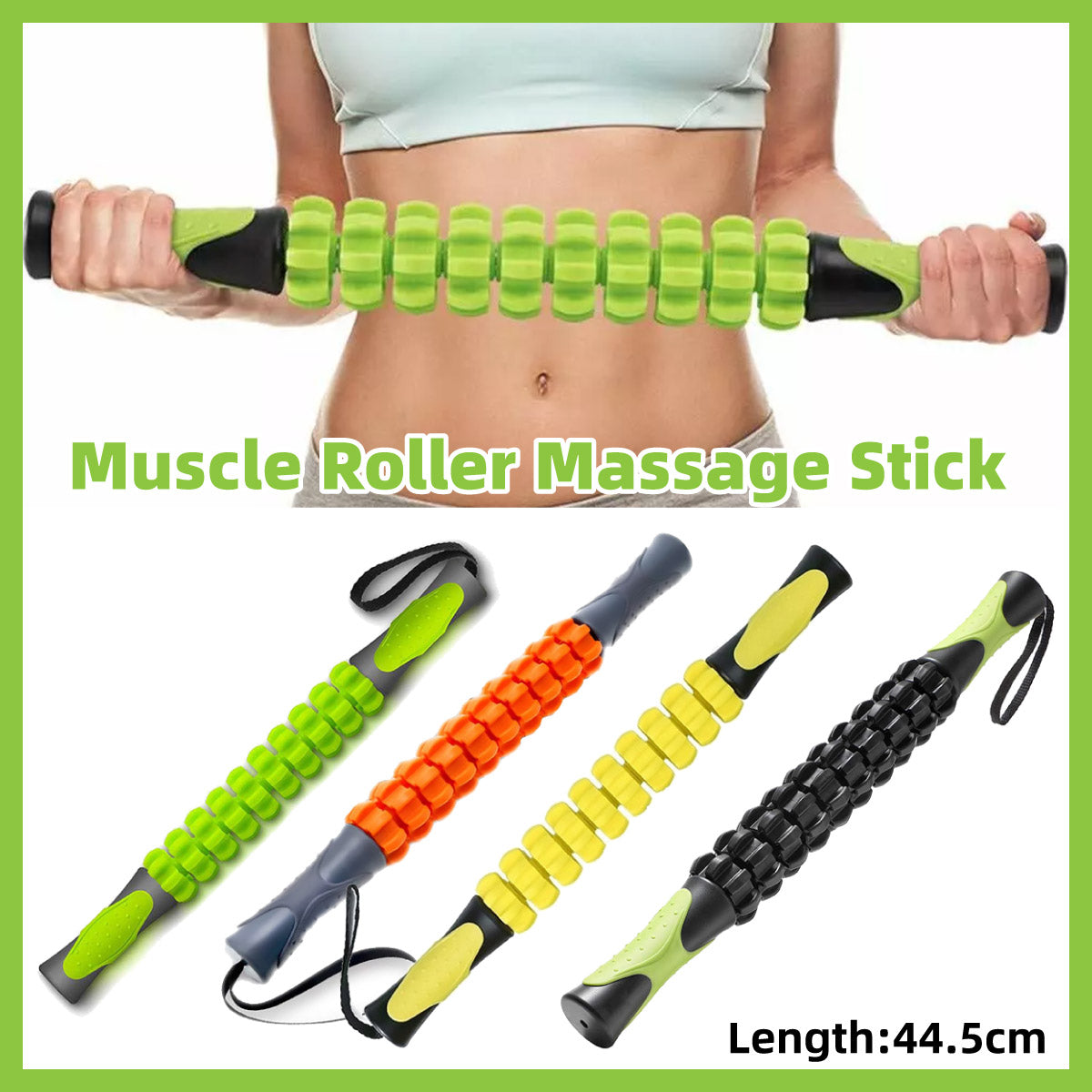 V528-MASSAGE-YELLOW-683274-202509301136-00 Muscle Roller Stick Full Body Fitness Massage Tool for Home and Gym Use - Yellow - Image 1