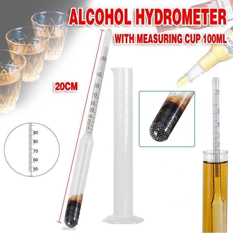 V528-MEASURINGINSTRUMENT-18780-202509291601-00 Alcohol Meter Hydrometer 0-100 Percent with 100ml Measuring Cup for Distilling - Image 1
