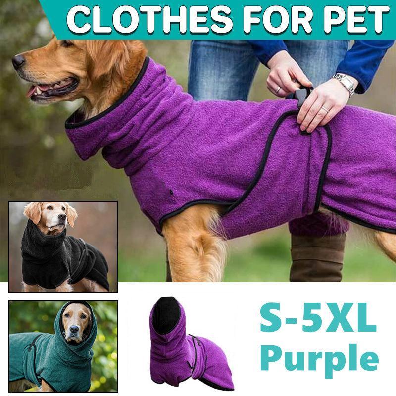 V528-MH00364-PURPLE-L-193418-202509302300-00 Dog Puppy HoodiesJacket Solid Coat Pet Winter Soft Warm Clothes S-5XL Purple - L - Image 1