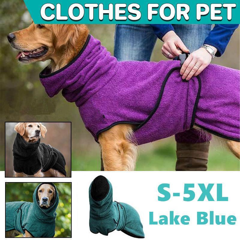 V528-MH00375-LAKEBLUE-3XL-101219-202510011045-00 Dog Puppy Hoodies Jacket Solid Coat Pet Winter Soft Warm Clothes S-5XL Lake Blue - 3XL - Image 1