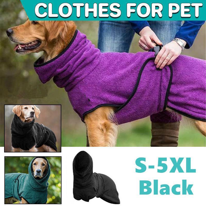 V528-MH00378-BLACK-S-729894-202509302127-00 Dog Puppy Hoodies Jacket Solid Coat Pet Winter Soft Warm Clothes S-5XL Black - S - Image 1