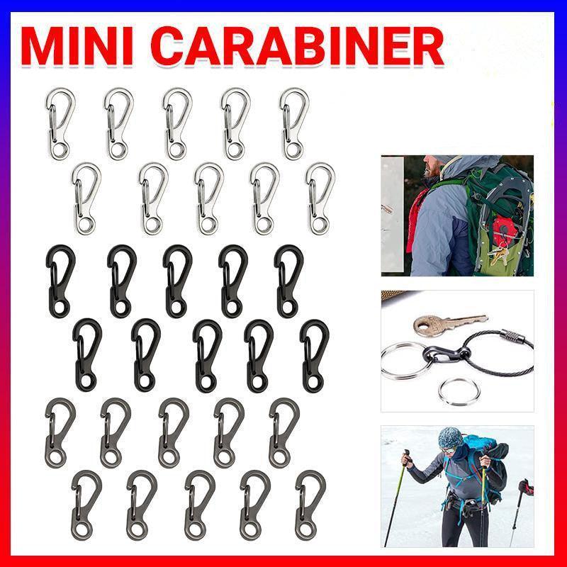 V528-MINICARABINER-SILVER-721768-202509291745-00 10X Mini Alloy Carabiner Keychain Durable Snap Spring Clip Hook - Silver - Image 1