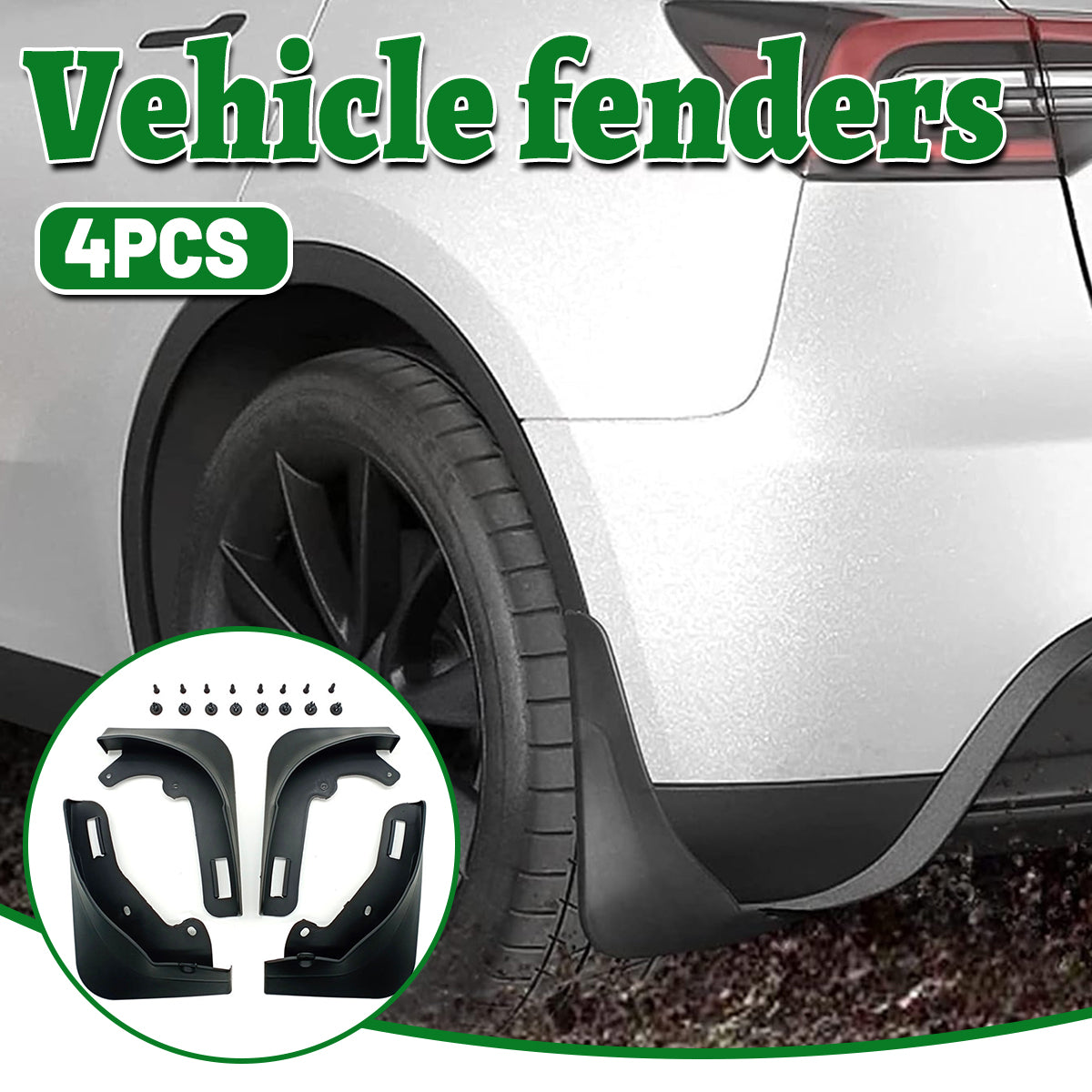 V528-MUDGUARD-BLACK-473458-202509251311-00 4PCS Universal Soft Rubber Fender Flares Wheel Arch Guard No Drill Car Accessories - Image 1