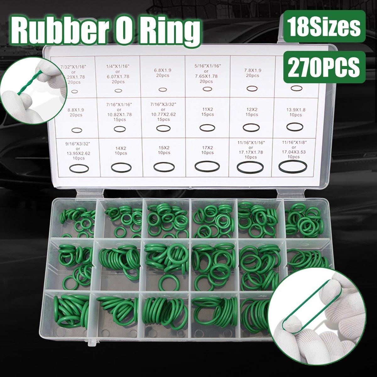V528-O-RING-270PCS-310675-202509251136-00 270pcs Automotive Air Conditioning Green Rubber Ring Seal Repair Box Set Seals - Image 1