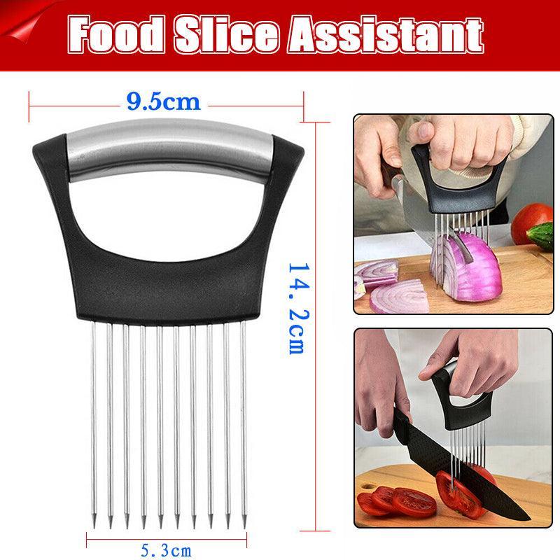 V528-ONIONCHA-6443141-202509291836-00 Food Slice Assistant Onion Slicer Cutter Fish Meat Potato Vegetable Holder Tool - Image 1