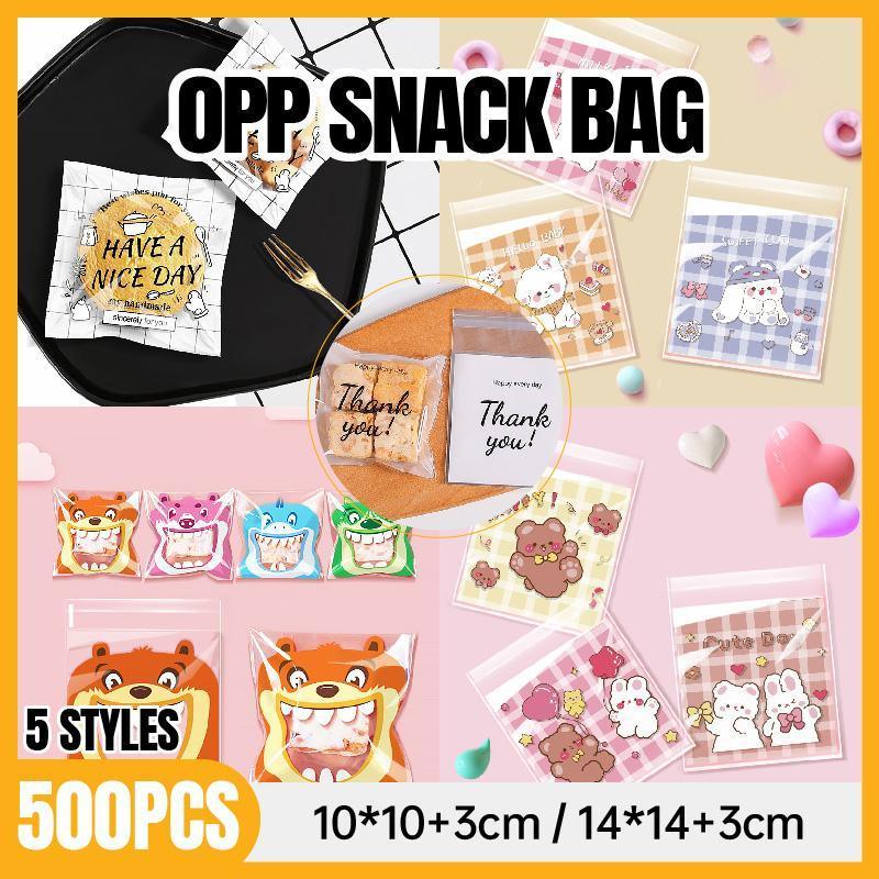 V528-OPP-500PCS-MHDYT-10-10-3-666884-202510010054-00 500 Pack Self Adhesive Cookie Packaging Bags Vibrant Designs OPP Material - Have a nice day 10*10*3cm - Image 1