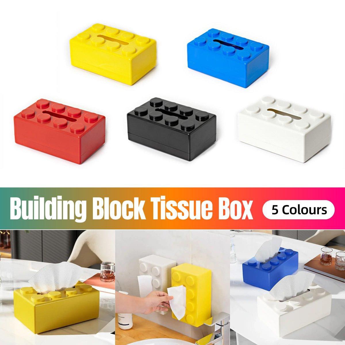 V528-PAPER-BOX-WHITE-923989-202510010254-00 Tissue Box Cover Creative Building Block Cute Napkin Dispenser Holder Home Decor - White - Image 1
