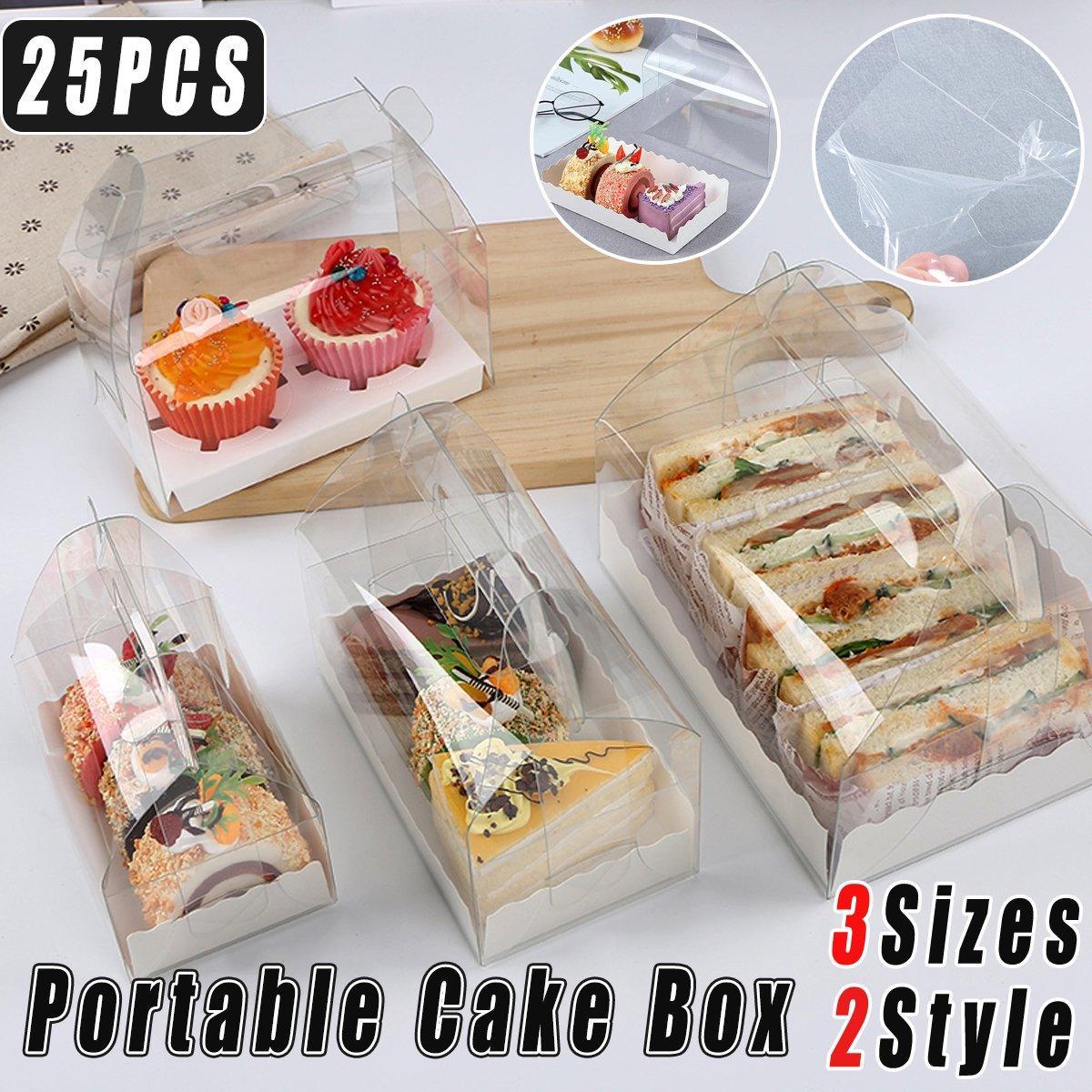 V528-PASTRY-BOX-25PCS-S-611191-202509302245-00 25pcs Transparent Portable Baking Box for Lasagna Mousse Cake Western Point Food - S(Flat Tray) - Image 1