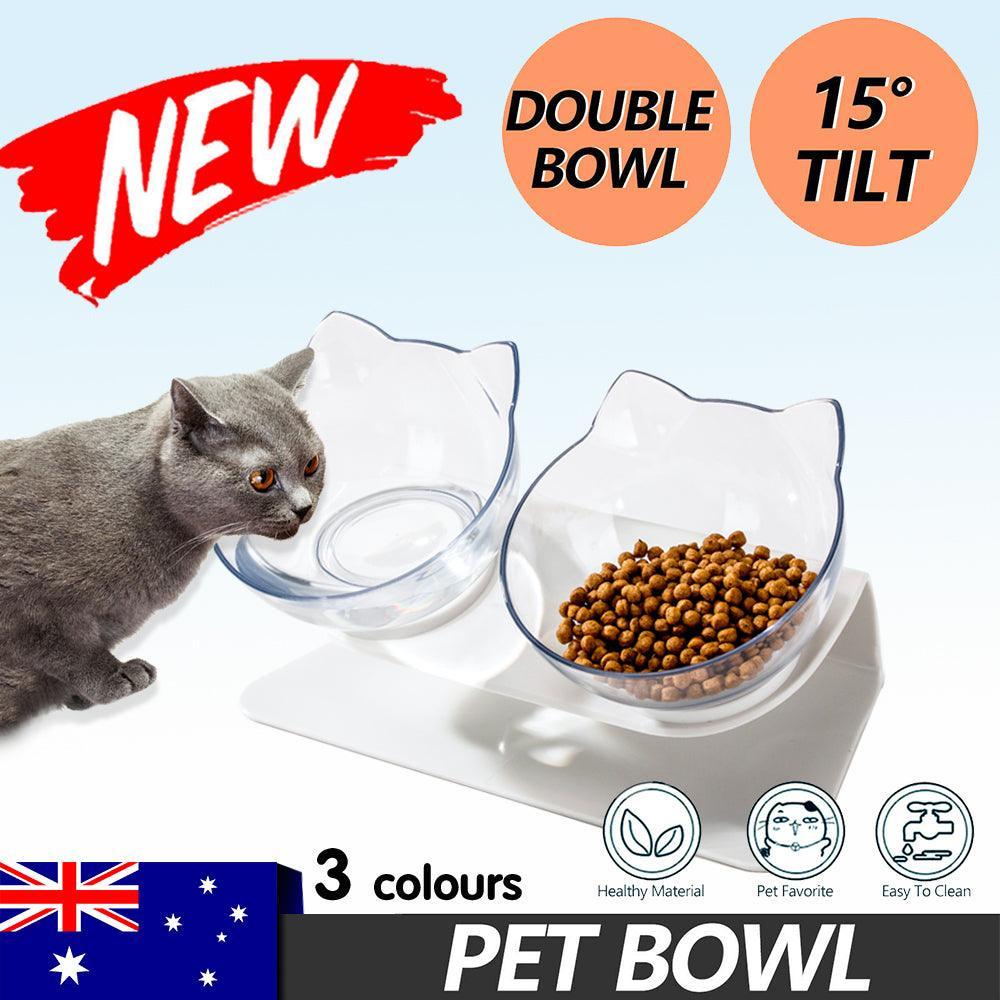 V528-PBLCOLOUR-BLACKTRANSPARENCY43845-202509291936-00 Double Cat Bowl Pet Bowls Stand Dog Elevated Feeder Food Water Raised Lifted Au - Black+Transparency - Image 1