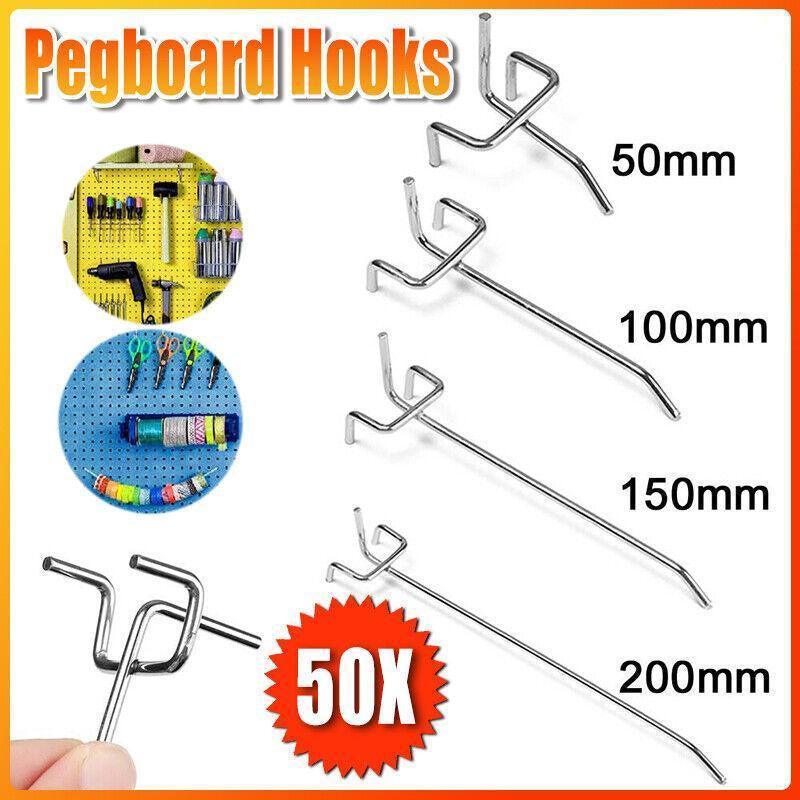 V528-PEGBOARDHOOKS-15CM-50PCS-777023-202510010618-00 50X Pegboard Hooks Metal Panel Valcano Peg Board Hook Steel 50 100 150 200 Mm - 15CM - Image 1
