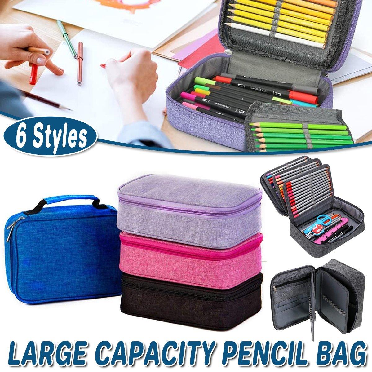 V528-PEN-BAG-PURPLE-699068-202510010900-00 Large Capacity Waterproof Pen Pouch Pencil Case Student Stationery Storage Bag - Purple - Image 1