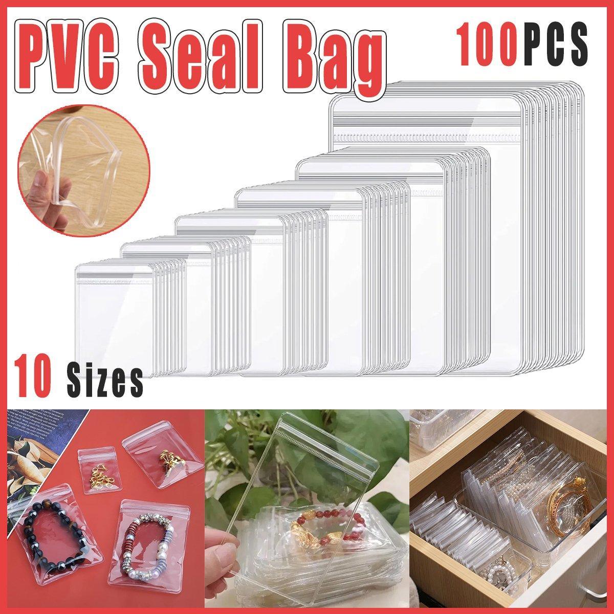 V528-PET-BAG-100PCS-100-150-722020-202509302009-00 100pcs PVC Self-Sealing Jewelry Bags Anti-Oxidation Storage Dustproof Bags - 10*15cm - Image 1