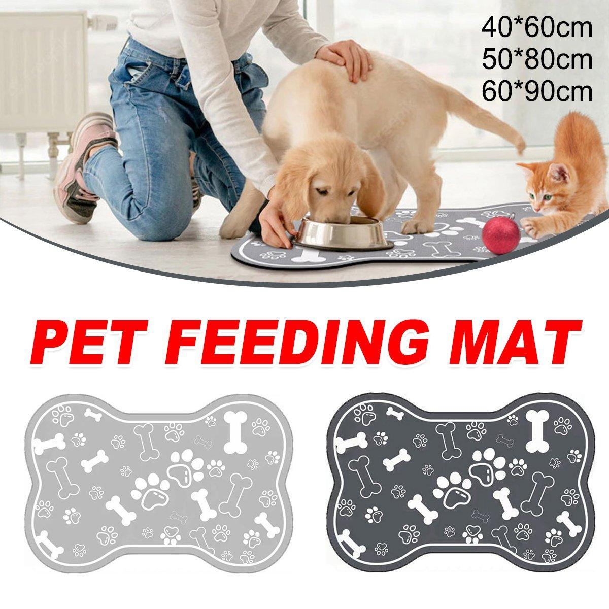 V528-PET-FEEDING-MAT-GREY-40-60-134696-202510010419-00 Pet Feeding Mat Non-slip Diatom Mud Absorbent Dirt-resistant Waterproof Placemat - Grey-40x60cm - Image 1