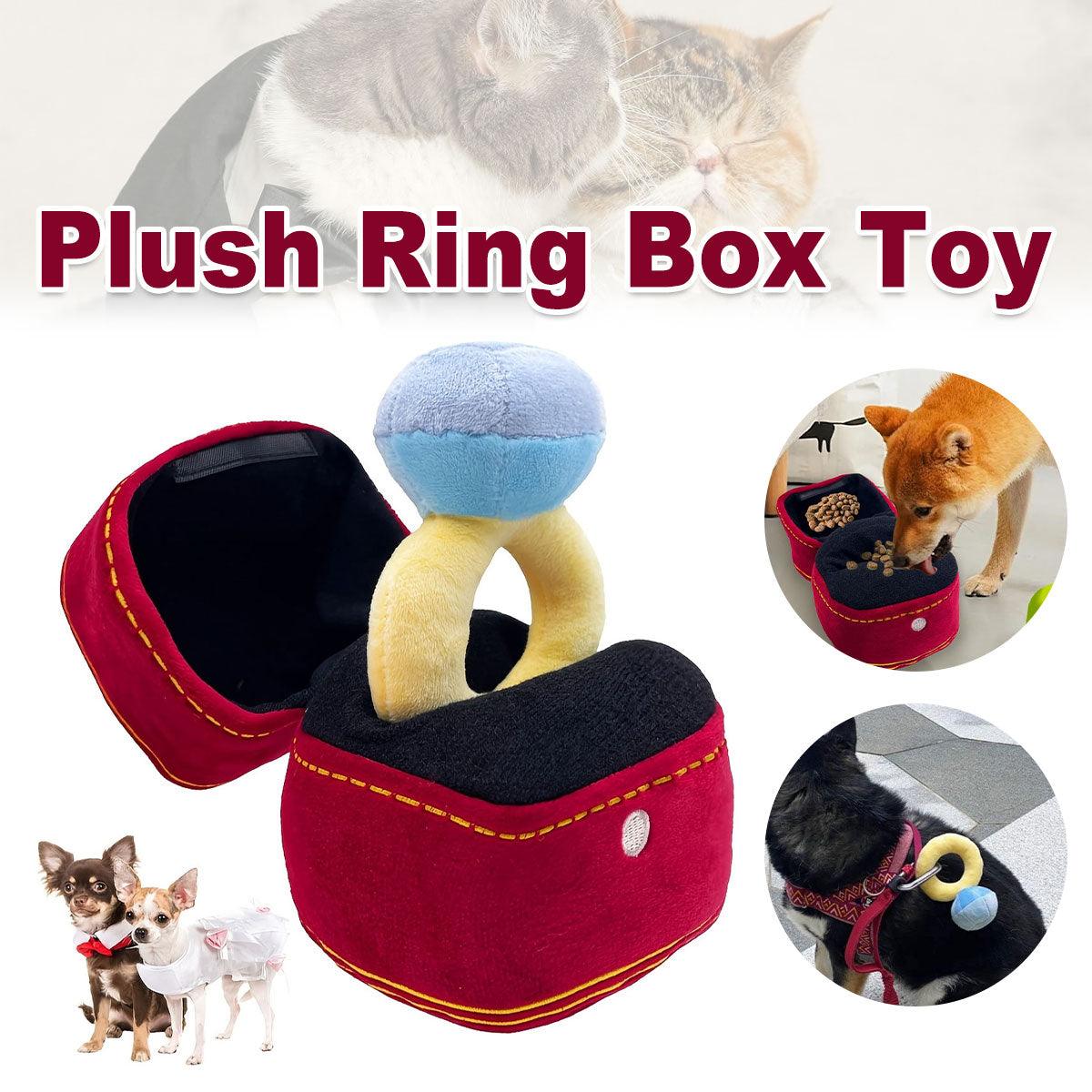 V528-PET-TOY-PROPOSAL-RING-515345-202509251126-00 Plush Pet Toy Interactive Ring Box Chew Toy for Dogs and Cats Soft Squeaky Play - Image 1