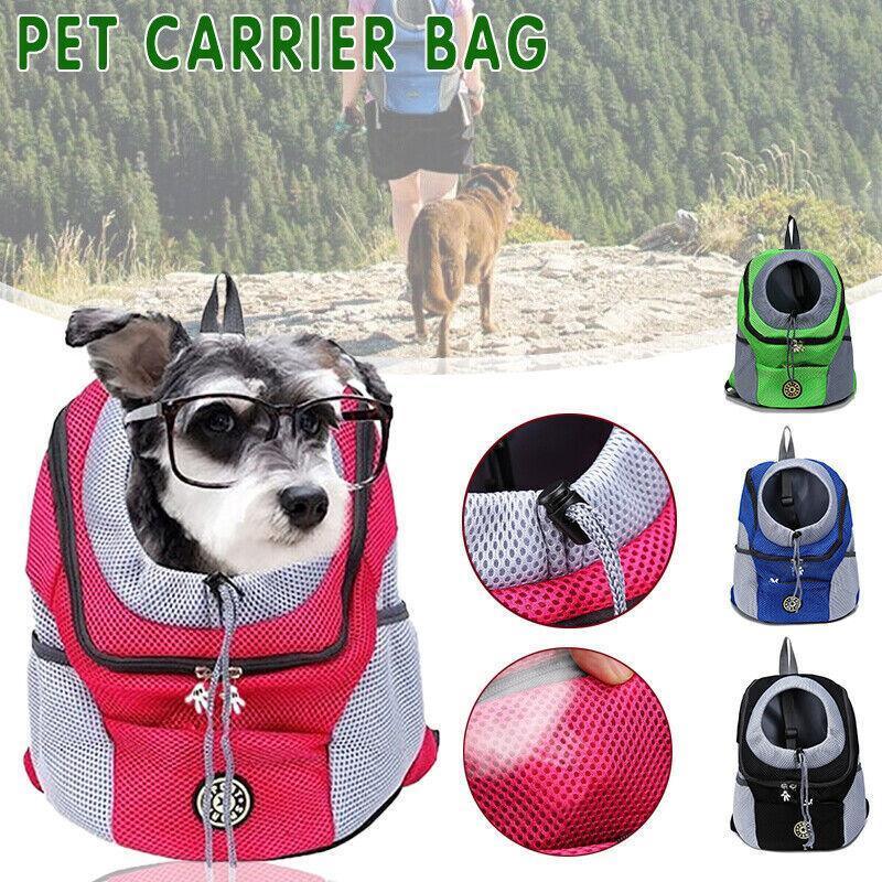 V528-PETBACKPACK-S-BLUE-60833-202510010336-00 S Size Puppy Travel Mesh Pet Dog Carrier Backpack Front Travel Portable Shoulder Bag - Blue - Image 1