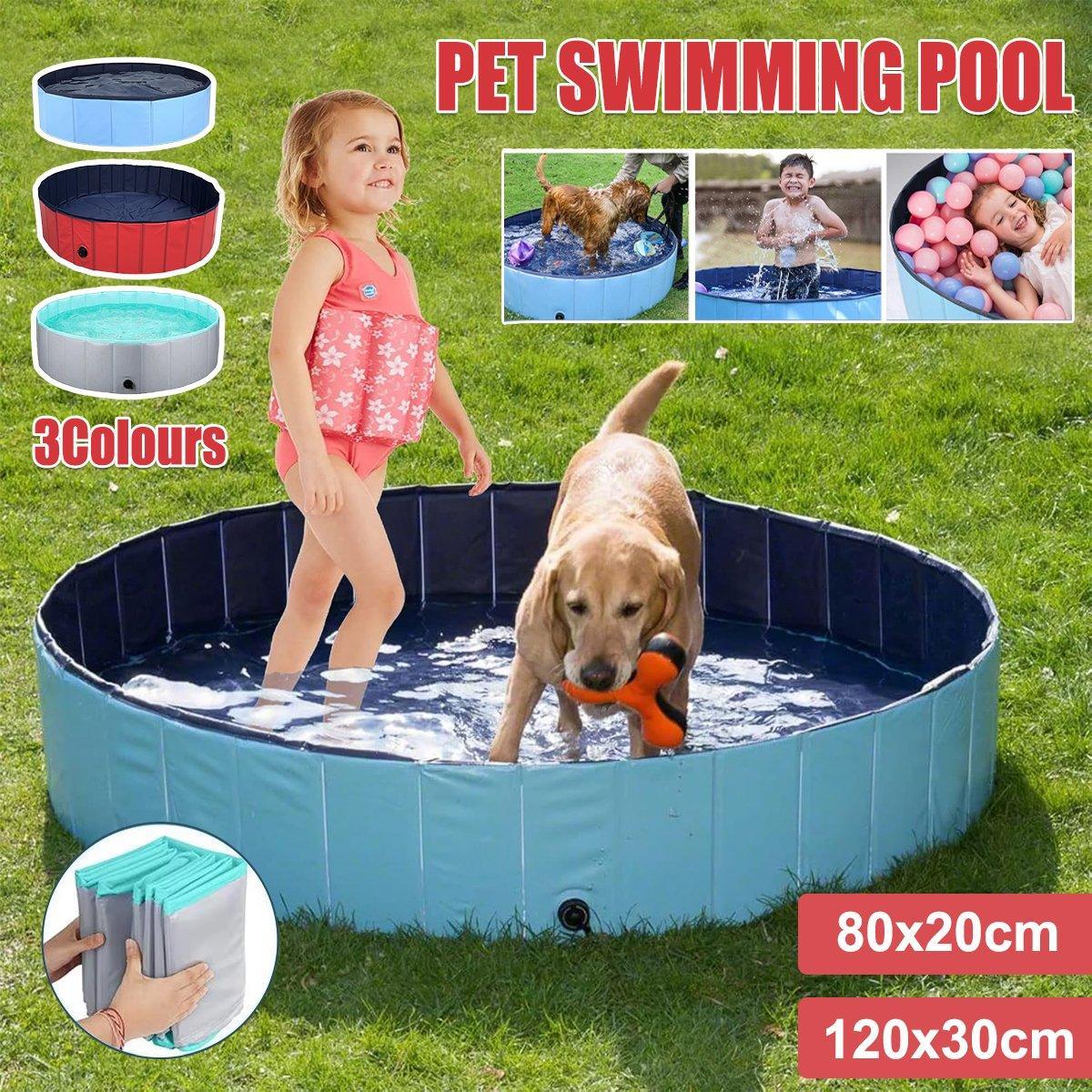V528-PETBATH-LIGHTDARKBLUE-120-30-206089-202510010545-00 Pet Swimming Pool Foldable Portable Pool for Dogs Outdoor Summer Play - Blue-120x30cm - Image 1