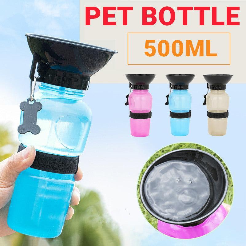 V528-PETBOTTLE-PINK-991307-202509302254-00 500Ml Dog Cat Water Drinking Bottle Detachable Travel Cup Portable Pet Feeder - Pink - Image 1