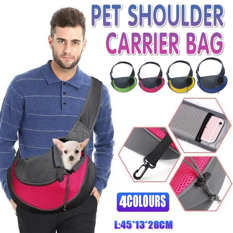 V528-PETSHOULDERBAGS-BLUE-L-76443-202510010418-00 L Size Pet Shoulder Carrier Bag Puppy Cat Dog Travel Sling Backpack Portable - Blue - Image 1