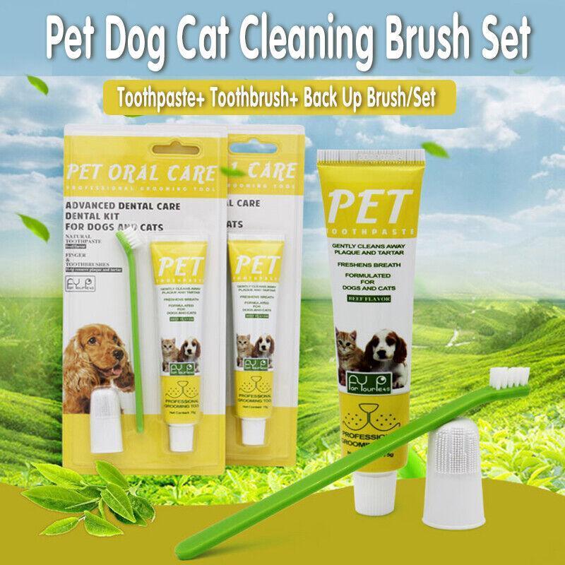 V528-PETTOOTHPASTE-YELLOW-98135-202509251320-00 Pet Dog Cat Toothpaste and Toothbrush Set Beef Flavor - Image 1