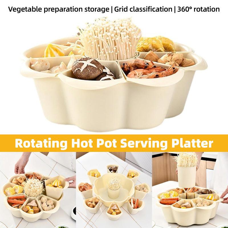 V528-PLATTER-WHITE-478893-202509251335-00 Multifunctional Hot Pot Platter 9 Grid Serving Dish Vegetable Snack Plate Tray - Image 1