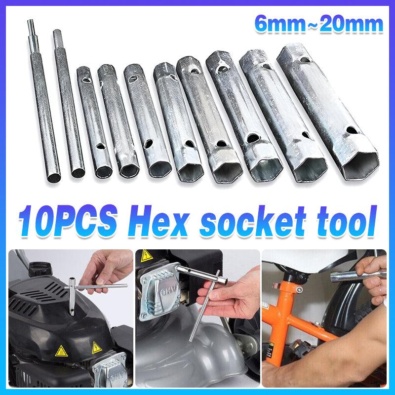 V528-PLUGPLUMBER-774084-202509291927-00 10PCS Spark Plug Wrench Set Hex Socket Spanner Tools for Bike Car and Home Use - Image 1