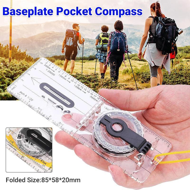 V528-POCKETCOMPASS-433450-202509251326-00 Baseplate Pocket Compass Military Orienteering Hiking Camping Maps Lensatic Army - Image 1
