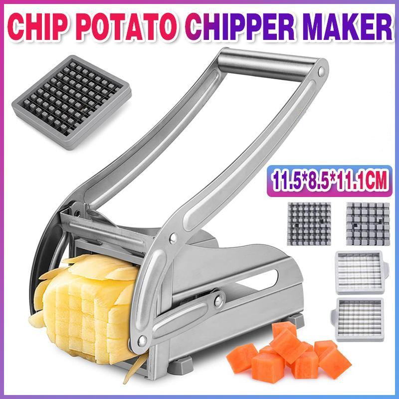 V528-POTATOCUTTER-484475-202509251040-00 Chip Potato Chipper Maker French Fries Dicer Slicer Chopper Cutter and 2 Blades - Image 1
