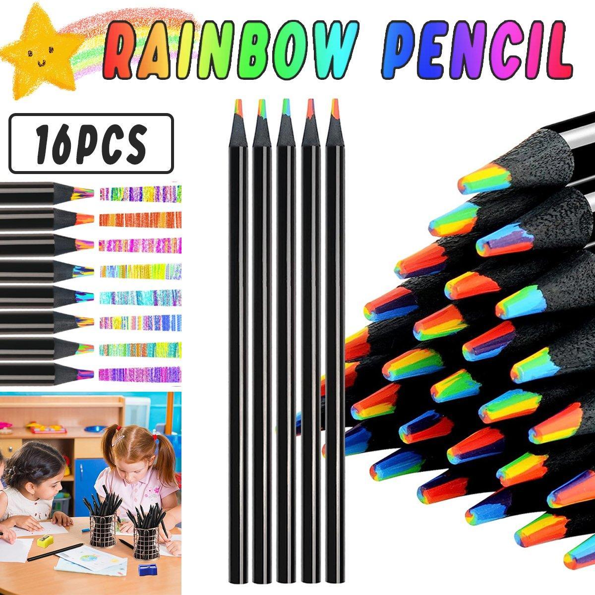 V528-RAINBOW-PENCIL-BLACK-16PCS-843965-202509251240-00 Rainbow Colour Pencils Multicolour Gradient Drawing Pencils for Students - Image 1