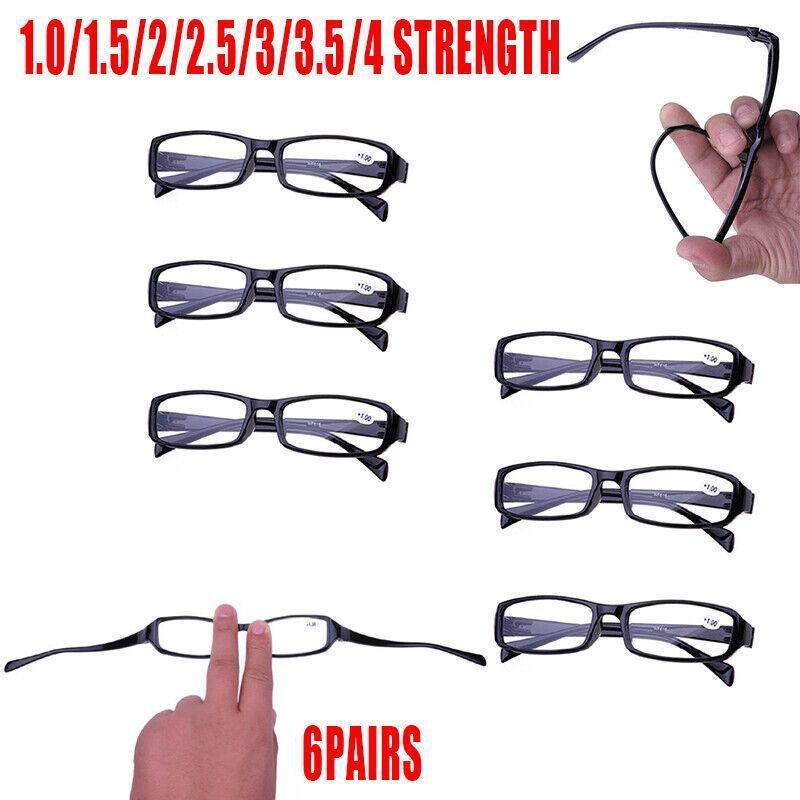 V528-READINGGLASSE-6PAIRS-2-5-584810-202509302054-00 6 Pairs Mens Ladies Wayfarer Frame Magnifying Reading Glasses Au - +2.50 - Image 1