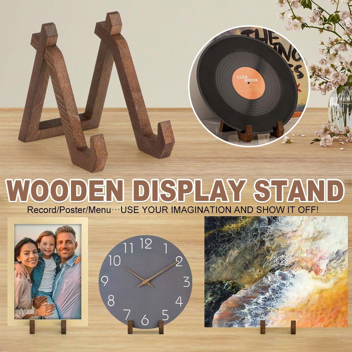 V528-RECORD-STAND-BROWN-570461-202509251521-00 Wooden Recipe Stand Menu Display Holder Family Record Poster Stand Base Rack - Image 1